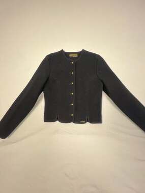 Geiger Vintage Boiled Wool Cardigan Jacket with Gold Tone Buttons